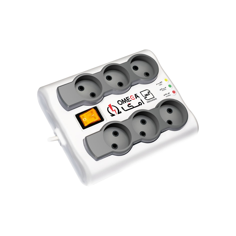 محافظ برق 6 خروجی 5متری صوتی تصویری اُمگا محافظ برق 6 خروجی 5متری صوتی تصویری اُمگا
